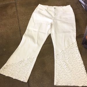 Tiewen Jeans white crochet with studs